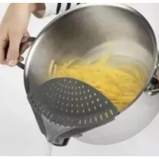 Escorredor Multiuso Acoplável/panela Arroz Macarrão Legumes Cor Cinza Foto mini 3