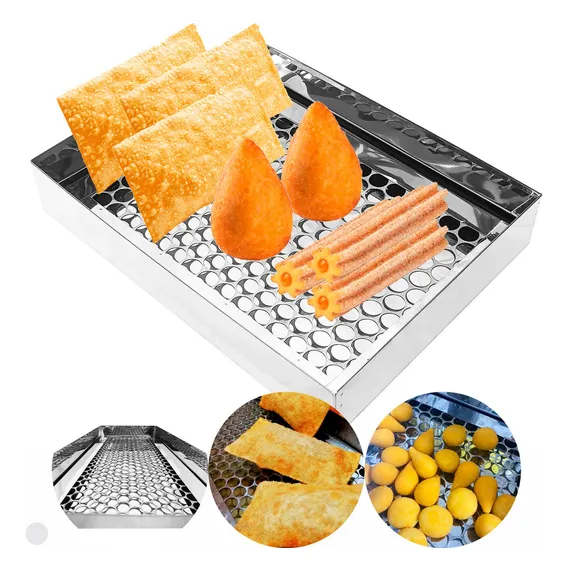 Escorredor Pastel Frituras Salgados Coxinha Inox 25x35x07cm Foto 1