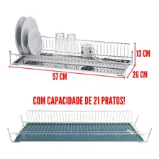 Escorredor Pratos Inox Fixo 57cm Embutir Armário Cozinha Foto mini 2