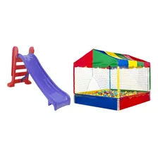 Escorregador Infantil 3 Degraus + Piscina De Bolinhas 1,5m Cor Vermelho Foto mini 1