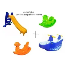 Escorregador Médio + Gangorra Cavalinho + Jacaré + Nhoca Cor Variadas Foto mini 4
