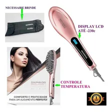 Escova Alisadora Mondial Cerâmica 230º Lcd Golden Rose Foto  mini 1