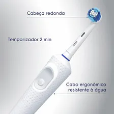 Escova de dentes elétrica eletrica Oral-B Precision Clean Vitality D12 branco/azul 127V - Foto mini  3