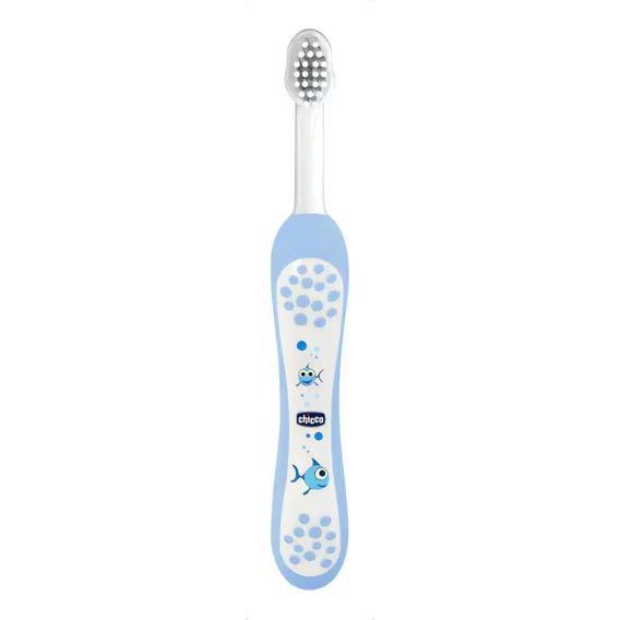 Escova De Dentes Infantil +6m Macia First Milk Teeth Chicco Cor Azul Foto 1