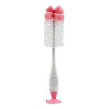 Escova Para Mamadeiras E Bicos Com Ventosa Rosa - Buba Foto  mini 1
