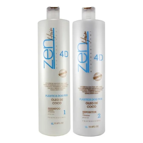 Escova Progressiva Zen Hair Plástica Dos Fios 4d 2x1000ml Foto 1