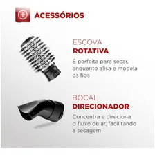 Escova Rotativa Ceramic Íon Turbo Mondial Vermelho Er-09 220v Foto mini 3