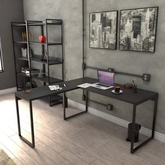 Escrit贸rio Completo Com Mesa De Escrit贸rio Em L E 2 Foto 1
