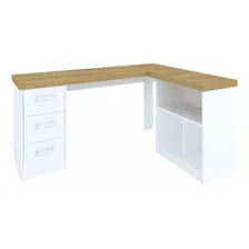 Escrivaninha Em L 3 Nichos 3 Gavetas Artany Foto mini  2