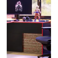 Escrivaninha Em L Mesa Para Computador Gamer Em Madeira Vermelha Foto mini 4