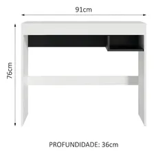 Escrivaninha Madesa Rubi com Tampo de Madeira e 1 Nicho Branco/Preto 6910731 Foto mini 3