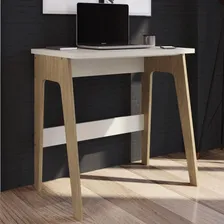 Escrivaninha Mesa Computador Quarto Pés Mdf Branco Marrom Foto  mini 1