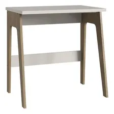Escrivaninha Mesa Computador Quarto Pés Mdf Branco Marrom Foto mini  2