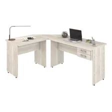 Escrivaninha Mesa De Escritório Em L 1,80x1,40m C/02gavetas Cor Snow Foto mini  3