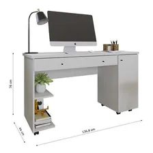 Escrivaninha Mesa Para Computador Quarto Escritorio Ariel Cor Branco Foto mini 3