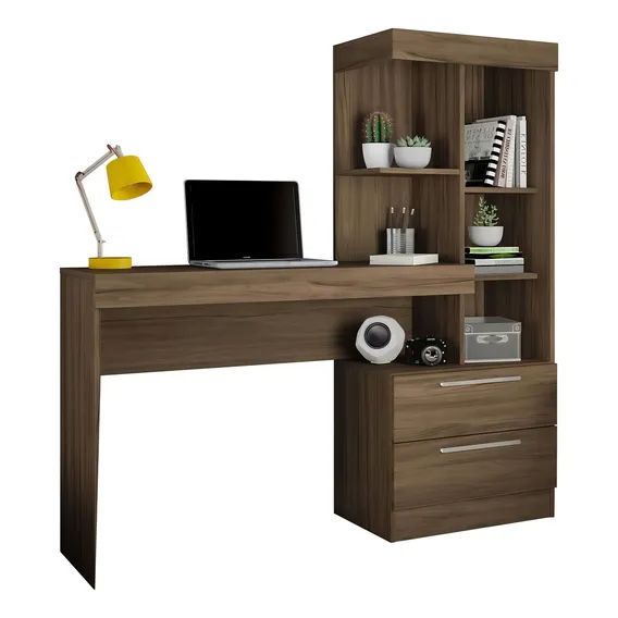 Escrivaninha Not谩vel M贸veis Mesa office NT 2010 mdp de 1320mm x 1370mm x 380mm nogal trend Foto 1