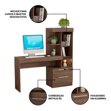 Escrivaninha Not谩vel M贸veis Mesa office NT 2010 mdp de 1320mm x 1370mm x 380mm nogal trend Foto mini 3