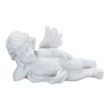 Escultura Anjo Resina Enfeite Decorativo Estatua Branco Foto mini  2