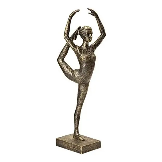 Escultura Bailarina Em Poliresina Dourado Antigo G Cor Cobre Foto 1