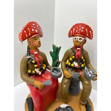 Escultura Barro Casal De Cangaceiros Feita A Mão Exclusiva Foto mini 4