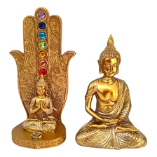 Escultura Brateliez Desconhecido Buda Dourado com manto glitteroriginal de Buda - dourado Foto mini 1