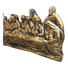 Escultura Bronze Antigo Santa Ceia Mesa E Parede Gesso 54cm Cor Ouro envelhecido Foto mini  3