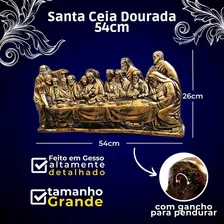 Escultura Bronze Antigo Santa Ceia Mesa E Parede Gesso 54cm Cor Ouro envelhecido Foto mini  2
