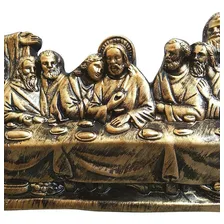 Escultura Bronze Antigo Santa Ceia Mesa E Parede Gesso 54cm Cor Ouro envelhecido Foto mini 4