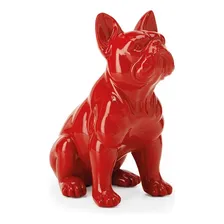Escultura Cachorro Bulldog Vermelho Em Poliresina Foto  mini 1