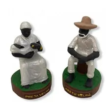Escultura Casal Pretos Velhos Em Resina 8 Cm Foto mini 1