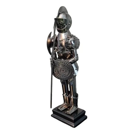 Escultura Cavaleiro Medieval Armadura De Metal Grande Foto 1