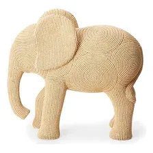Escultura De Elefante Em Resina Premium Com Efeito Crochê Gg Cor Bege Foto mini 1