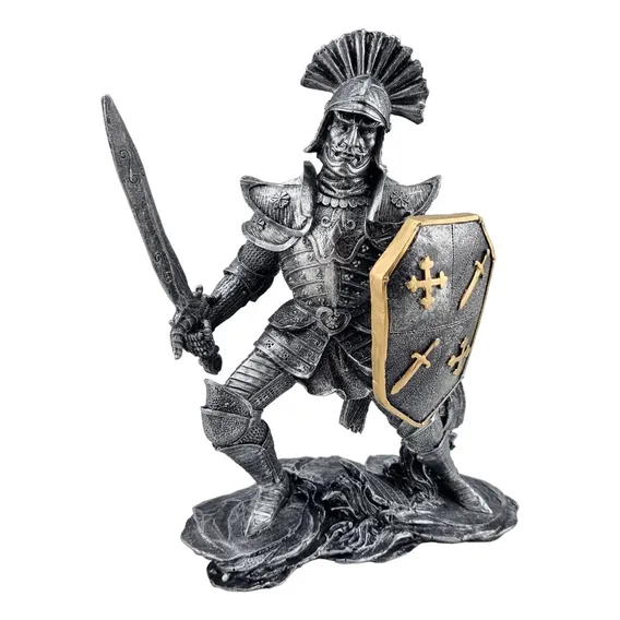 Escultura De Guerreiro Samurai Em Ação Resina Artesanal Foto 1