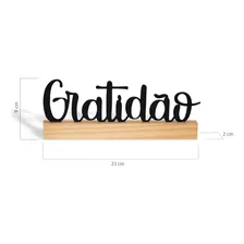 Escultura De Mesa Gratidão Preto Aço Madeira Foto mini 3