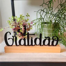 Escultura De Mesa Gratidão Preto Aço Madeira Foto mini 4