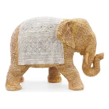 Escultura Decorativa Elefante Resina Estilo Palha 11cm Foto  mini 1