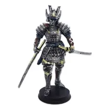 Escultura Decorativa Samurai Guerreiro Espada 30cm Resina Cor Prateado Foto mini 1