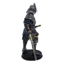 Escultura Decorativa Samurai Guerreiro Espada 30cm Resina Cor Prateado Foto mini 2