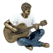 Escultura Do Músico Com Violão Em Resina Foto mini 1