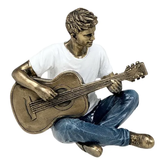 Escultura Do Músico Com Violão Em Resina Foto 1