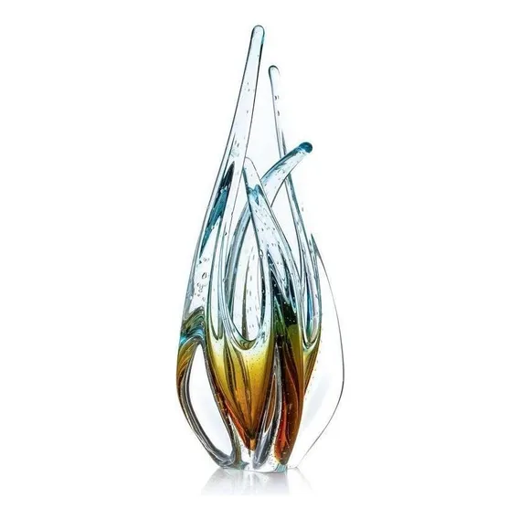 Escultura Em Cristal Murano Azul E Âmbar - São Marcos 33cm Foto 1