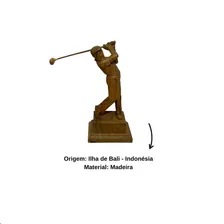Escultura Em Madeira Entalhada Golfista A26cm Foto mini  2