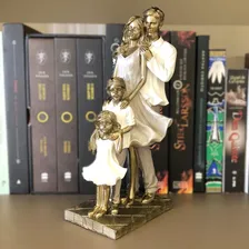 Escultura Estatueta Estátua FamÃlia Casal E Filhos Resina Foto mini 2
