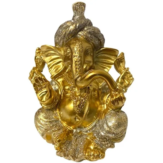 Escultura Ganesha Dourado Estatua Ganesha Estatueta Casa Foto 1