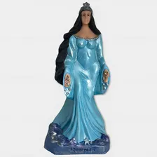 Escultura Imagem Iemanjá Umbanda Azul Claro Resina 20 Cm Foto mini 1