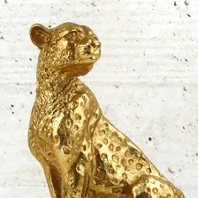 Escultura Leopardo Em Poliresina Dourado Foto mini 4