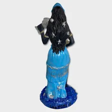 Escultura Orixá Iemanjá Africana 23cm Roupa Azul Claro Foto mini  3