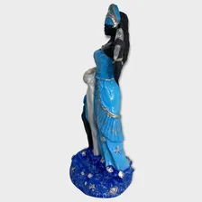 Escultura Orixá Iemanjá Africana 23cm Roupa Azul Claro Foto mini 4
