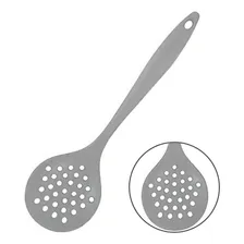 Escumadeira Inteiramente De Silicone Vazada Fritura Cozinha Cor Escumadeira Cinza Foto mini  2