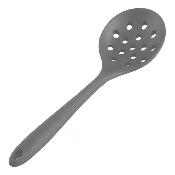 Escumadeira Inteiramente De Silicone Vazada Fritura Cozinha Cor Escumadeira Cinza Foto 1